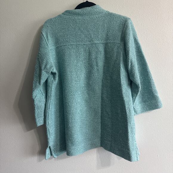 Soft Surroundings Turquoise Set Sail Pullover Sweater 4 Button chunky womens Med - Picture 5 of 7